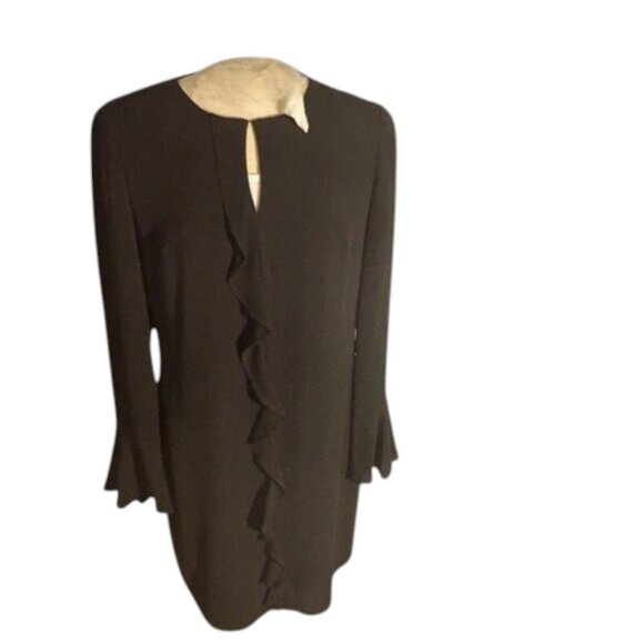 London Times Black Long Sleeve Dress size 6 With Ruffle Detail - Picture 1 of 5